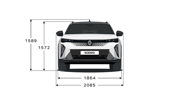 Dimensions face avant - Renault Scenic E-Tech 100% electric