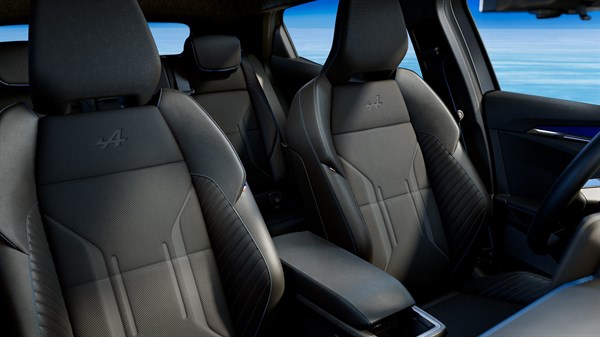 selleries esprit Alpine avec surpiqures bleues et logo - Renault Megane E-Tech electric