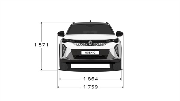 Dimensions face avant - Renault Scenic E-Tech électrique
