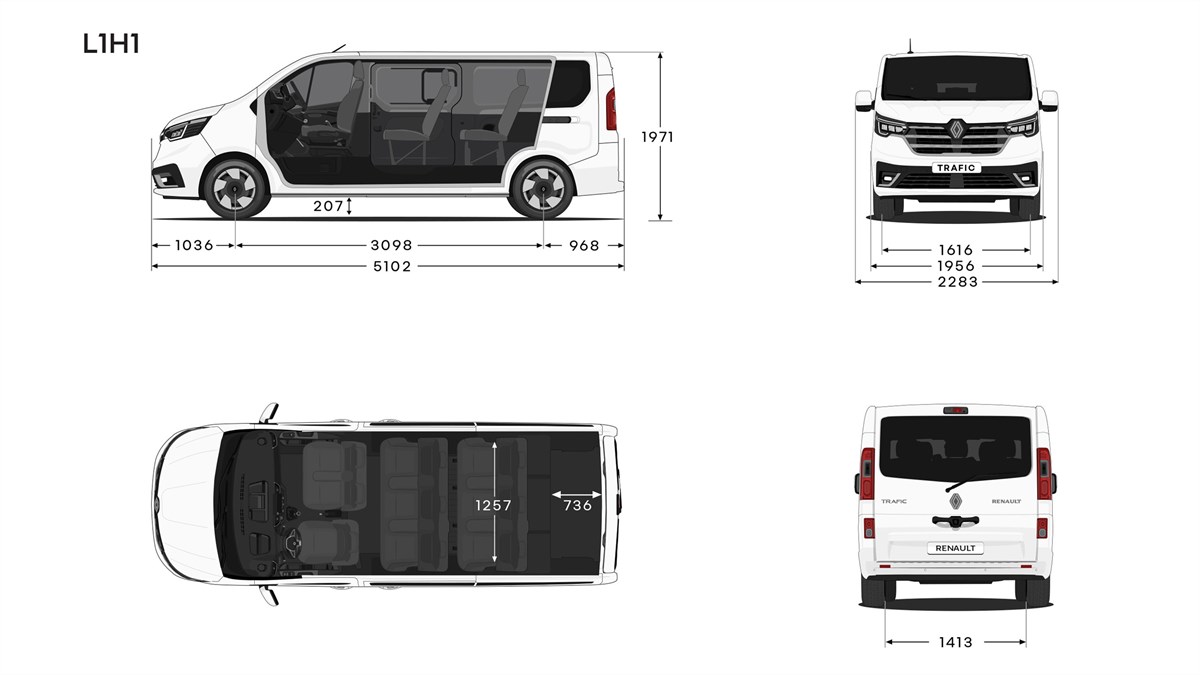 Renault Trafic Combi - dimensions L1