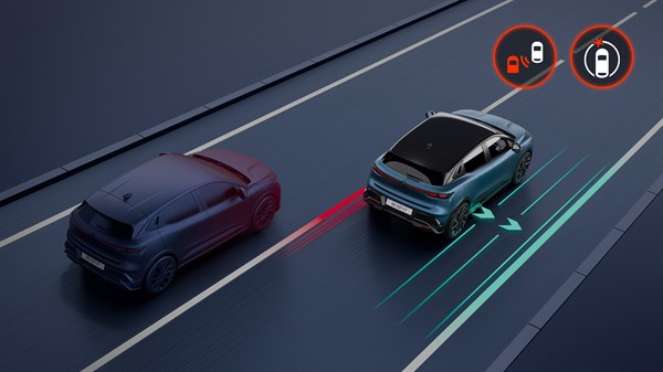 Renault Megane E-Tech électrique - avertisseur d’angle mort et prévention sortie de voie